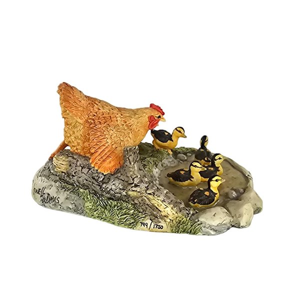 Lowell Davis If You Can't Beat Em Join Em Figurine Chicken Hen Ducklings - Picture 5 of 10